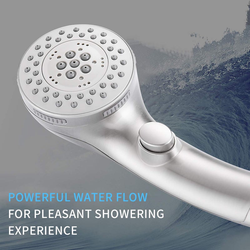 DOILIESE Shower Head, High Pressure 6 Setting Shower Head Hand-Held with ON/OFF Switch and Spa Spray Mode - Shower Heads with Handheld Spray High Pressure - Brushed Nickel - Image 5